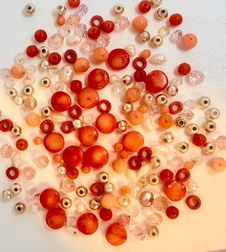 Mixed Assortment Loose Beads Coral Pearl Crystal