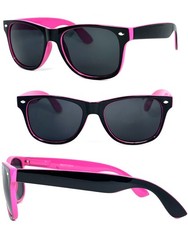 Women Retro Square Sunglasses Black Pink Two Tone Smoke Lens UV400 Fashion