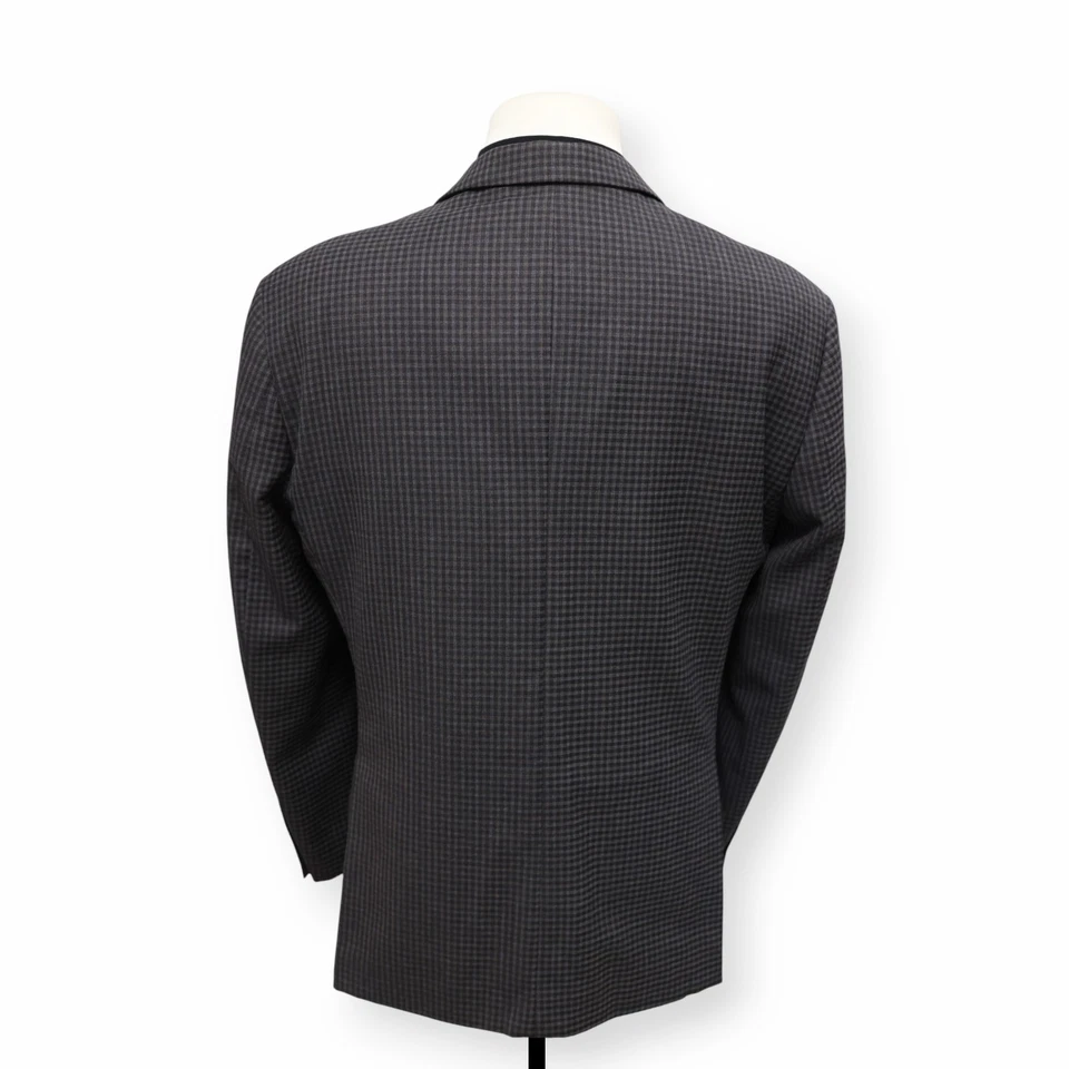PRONTO UOMO PLATINUM Hombre Gris Negro Cuadros LANA ABRIGO DEPORTIVO CHAQUETA BLAZER 44 R Foto 4 de 4