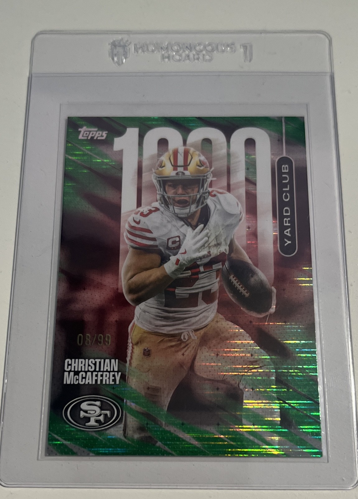 2026 Topps Flagship Christian McCaffrey 1000 Yard Club Green 08/99 #1YC-8