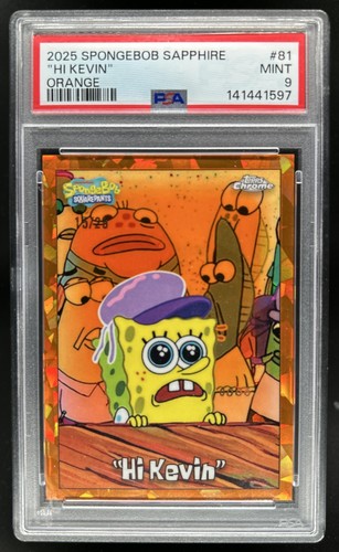 2025 Topps Chrome SpongeBob Sapphire Hi Kevin Orange Refractor #/25 PSA 9