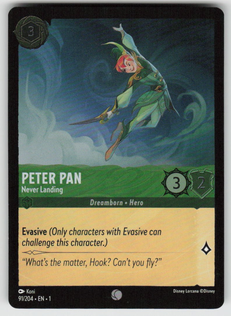 Peter Pan - Never Landing Cold Foil C The First Chapter 91/204 Lorcana TCG NM