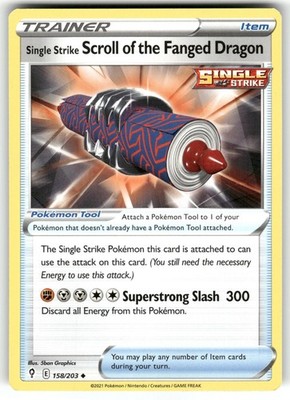 Single Strike Scroll of the Fanged Dragon 158/203 Evolving Skies Pokemon NM