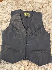 Hudson Leather Mens Black Snap Front V-Neck V...