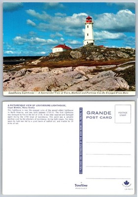 Louisbourg Lighthouse Postcard Nova Scotia Canada Historic Landmark