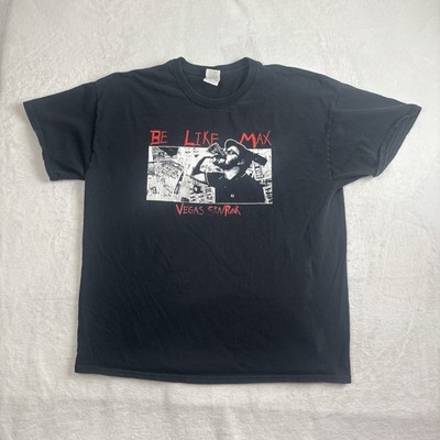 Y2K Be Like Max Vegas Ska Punk Black SS Band Shirt Men's XL Distressed