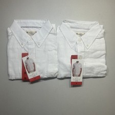 LOT OF 2 Weatherproof Vintage Men's Short Sleeve Linen Woven Shirts NWT Size M