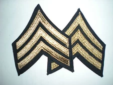 US ARMY WWII SERGEANT STRIPES - ORIGINAL ON TWILL -- 1 PAIR