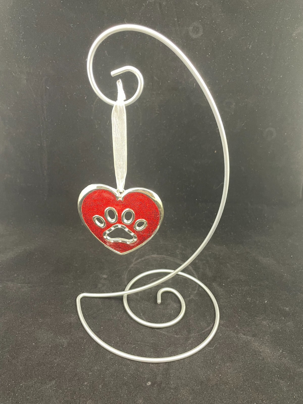 1 HARVEY LEWIS HEART DOG PAW PRINT SWAROVSKI CRYSTALS CHRISTMAS HOLIDAY ORNAMENT