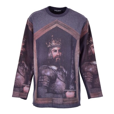DOLCE GABBANA Oversize Knight King Virgin Wool Sweater