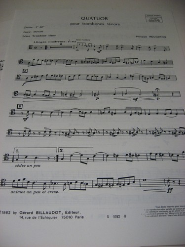 Philippe Rougeron 4 Tenor Posaune Quartett Noten Gerard Billaudat - Bild 5 von 7