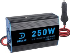 250W Car Power Inverter DC 12V to 110V AC, 4-in-1 Car Inverter 4 Charging Ports