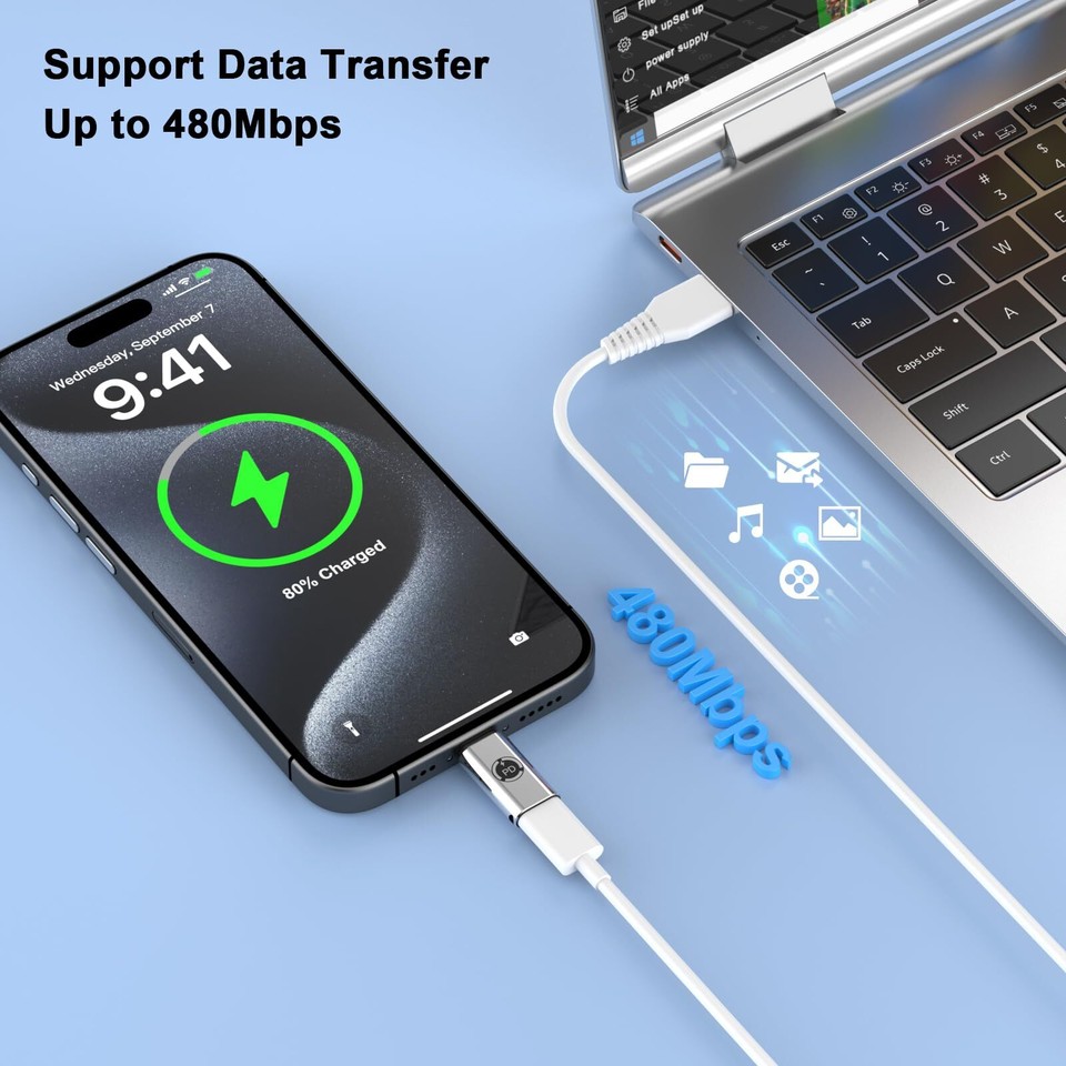 MFi Certified Lightning to USB C Adapter 2 Pack Lightning Female to USB