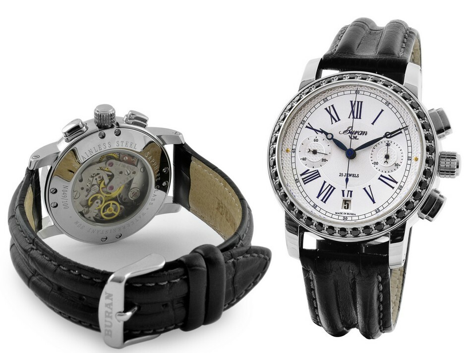BURAN CHRONOGRAPH WATCHES WITH STONES 3133/2411183 S 3133-2411183