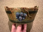 Weller Pottery Woodcraft Grapes Planter Basket Handles 8 1/2” Diameter