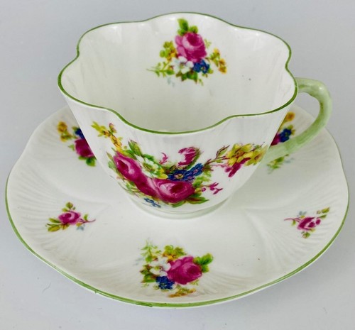 Vintage Shelley Cup & Saucer~Hulmes Rose Spray~c1945~Porcelain~B240~dainty shape - Picture 4 of 11