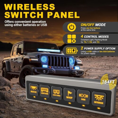 Wireless 6 Gang Switch Panel, Multifunction Toggle Switches Control 12V 80A - Picture 2 of 7