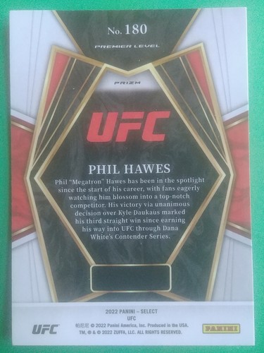 2022 Select UFC Phil Hawes Orange Flash Level Premier Prizm Rookie RC #180 - Picture 2 of 2