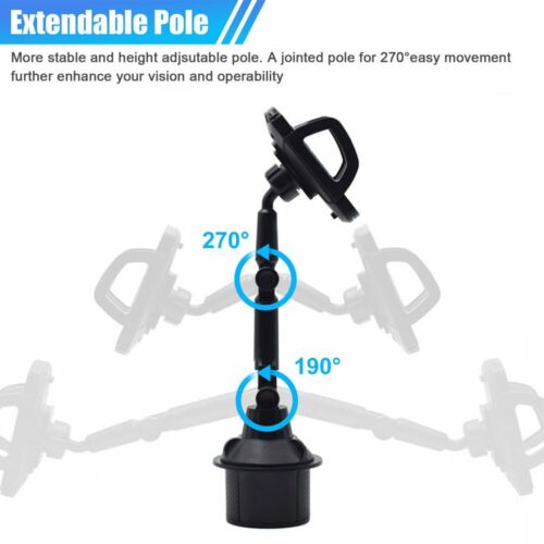 360° Universal Car Cup Holder Cell Phone Mount Adjustable Cradle For 4"-7" Phone - Photo 8 sur 12