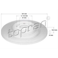 Topran 2X Bremsscheibe Hinten Ø331 Mm Voll FüR Mercedes-Benz M-Klasse W163 ML