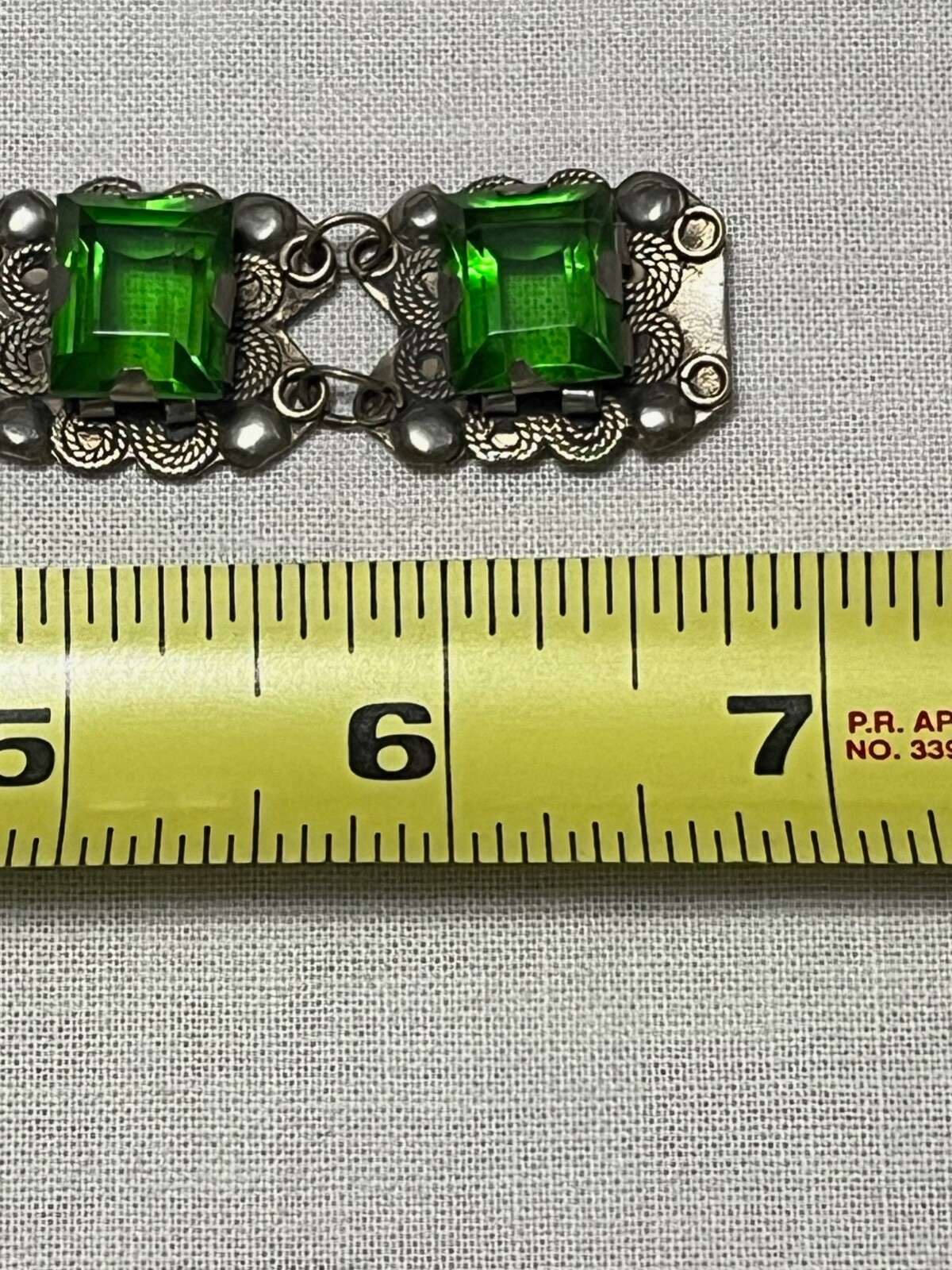 Vintage spring green rectangular glass organic si… - image 17