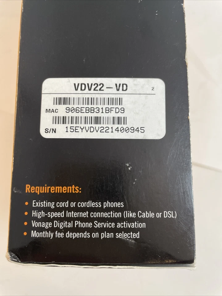 VONAGE VDV22-VD Digital VOIP Phone Adapter Open Box - Image 3 of 4