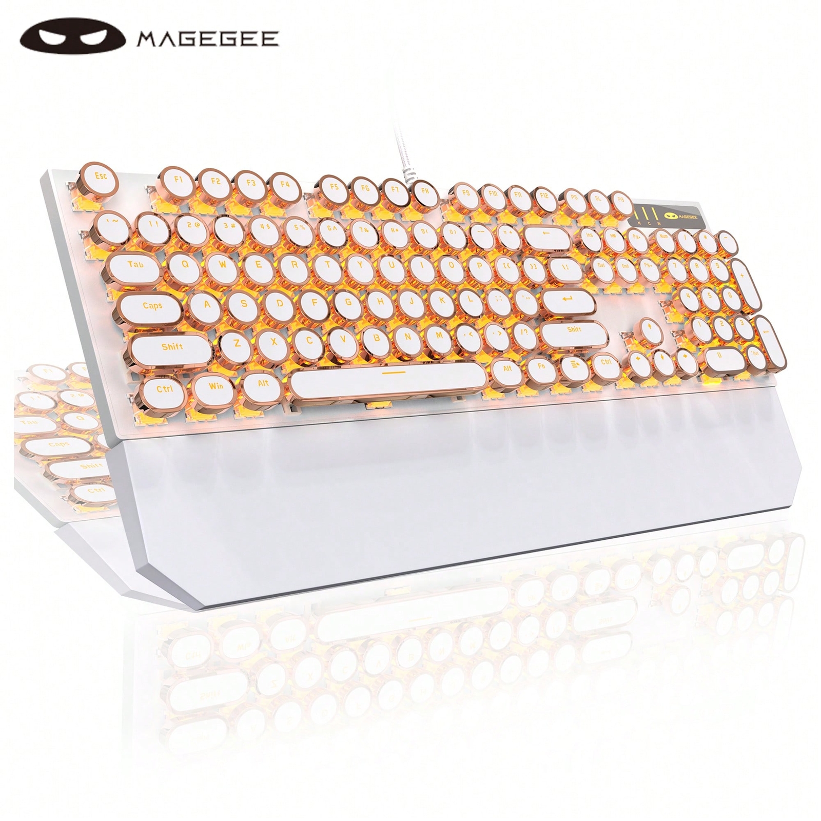 MageGee Typewriter Mechanical Gaming Keyboard with Detachable Wrist Rest for Enhanced Comfort