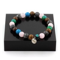 Steine Und Mineralien. Armband Perlen Rosenquarz + Labradorit + Chrysokoll +
