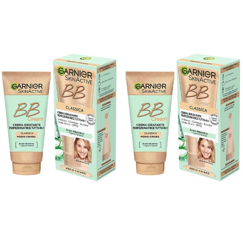 2 pezzi GARNIER skin active BB CREAM CLASSICA medio chiara 50ml