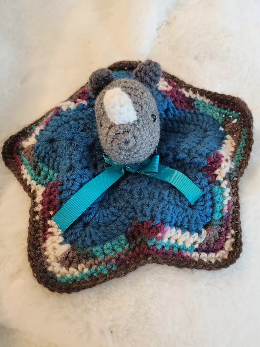 Rhino ruffle star LOVEY Handmade crochet baby blanket UNISEX NEW
