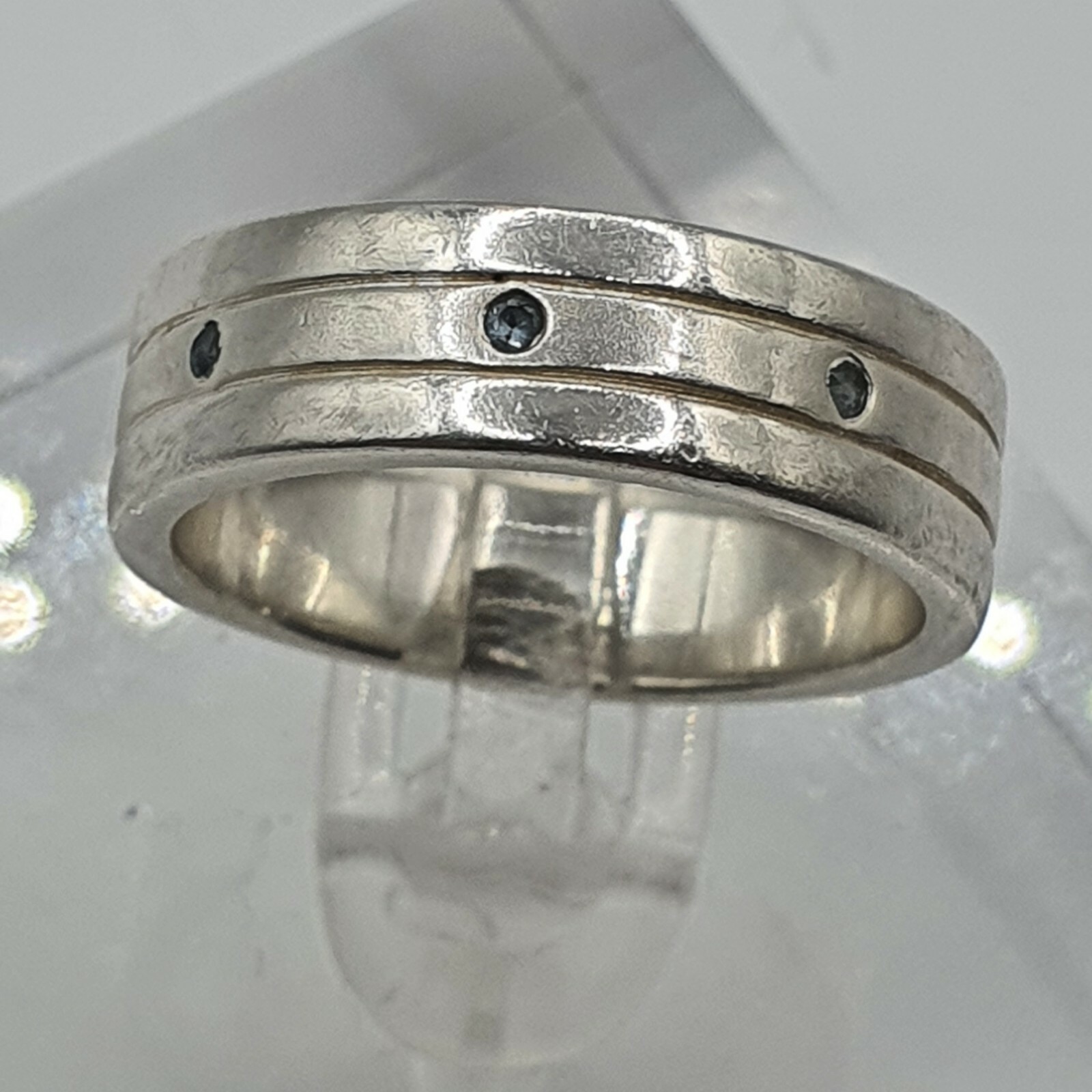 Photo 2 of Sterling Silver Aquamarine Ring Size M 5.2g, R156