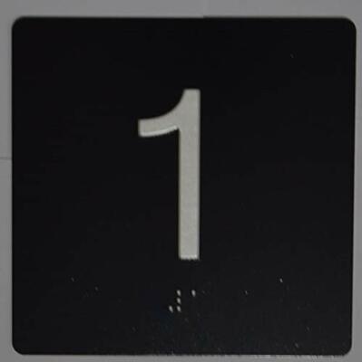 1st Floor Elevator Jamb Plate Sign with Braille and Raised..(Black)-REF24-1027