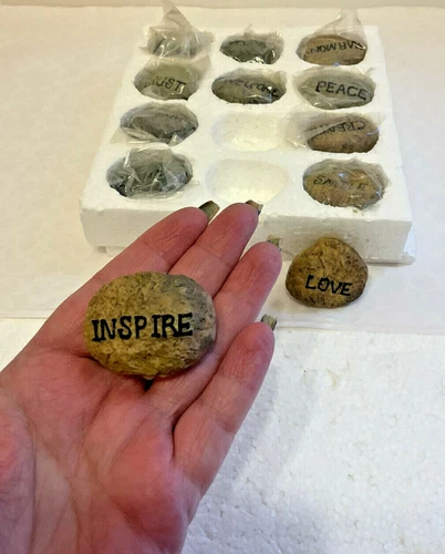 12 Inspirational Word Pocket Stones Smile Trust Welcome Love Friends Harmony Etc