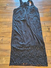 Forever 21 DRESS (Small) MIDI Tank/TShirt DRESS Lace BLACK Sleeveless PULLOVER