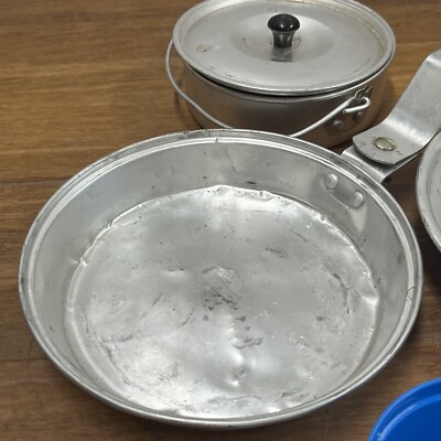 VTG Coleman 5 Piece Aluminum Mess Kit Cup Pan Pot and Plate