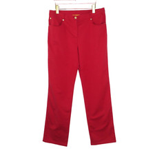 St. John Red Straight Leg Casual Pants Size 10 34"