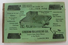 Vtg 1899 Crown Combination Game Board Carrom Archarena Instructions Rules Card