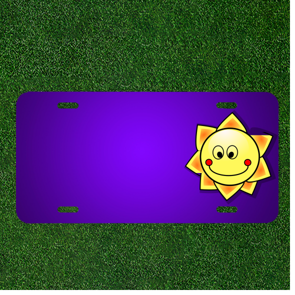 Create a Custom Personalized License Plate with Names Featuring Sun Solar Sunshine Design
