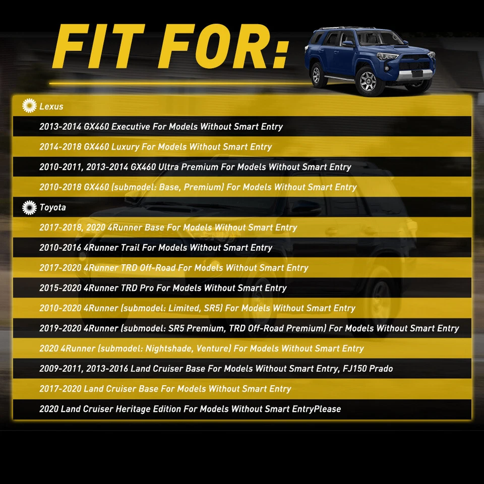 for Toyota 4Runner 2010-2024 Matte Interior Black Door Handle Cover Trim 4pc EPI Foto 3 de 4