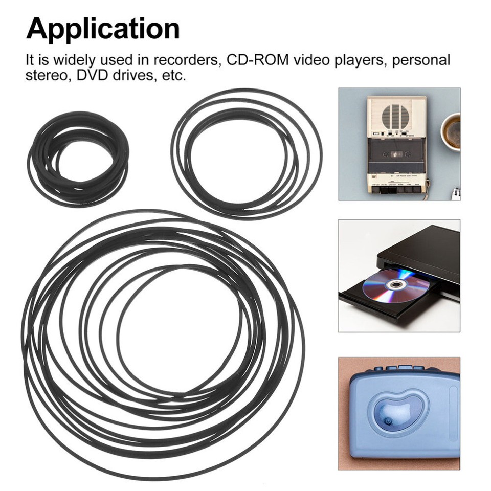 90pcs Cassette Rubber Belts Recorder Belts Cassette Tape Machine Belts