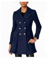 Laundry By Shelli Segal Petite Skirted Wool-blend Peacoat (uk Size M)