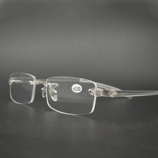Ultralight TR90 Transparent Clear Rimless Reading Glasses 50 to 400 Magnifier