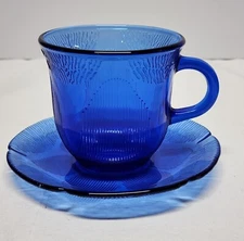 MCM 1950s Forte Crisa Mexico Sunflower Pattern Cobalt Blue