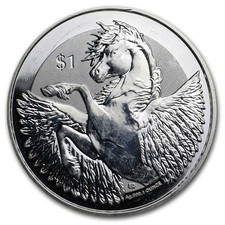 2018 BVI 1 oz Silver Pegasus Reverse Frosted (Abrasions, Spotted)