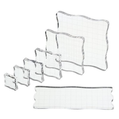 7 Pcs Acrylic Stamp Block with Grid Lines Decorative Wave, Great for Daily DIY