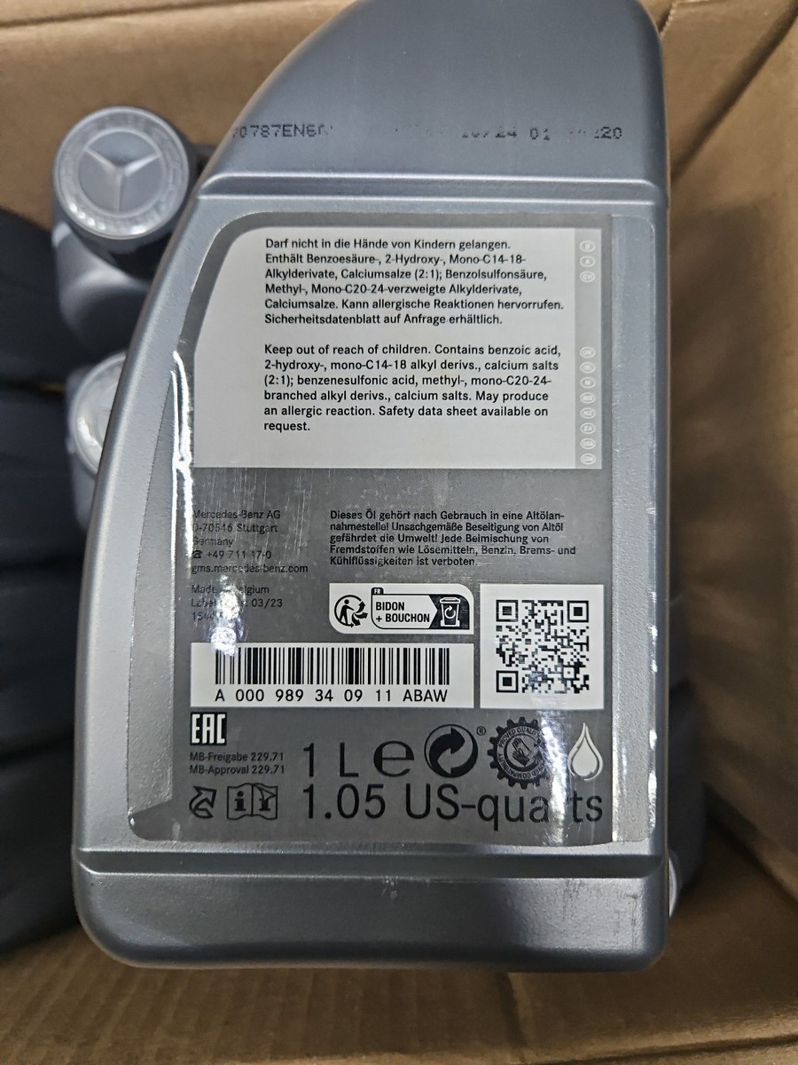 Mercedes Benz OEM Engine Oil SAE 0W-20 MB 229.71 Pack Of 12 1L | eBay