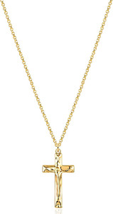 Authentic 14K Gold Plated Cross Necklace, Cross Faith Jesus Hammer Pendant Dainty Chain Si