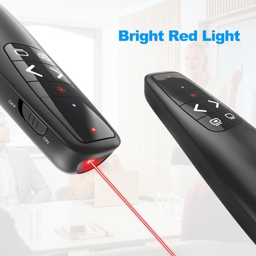 USB Plug-and-Play Wireless Presentation Clicker with Laser Pointer - 100ft Range - Afbeelding 6 van 9