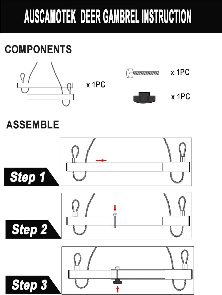 Gambrel for Deer Hoist Truck Hitch Tree Mounted Game Hanger Tripod Stand Lift Pu - Image 3 of 4