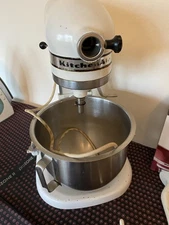 KitchenAid Hobart K5-A Vintage White 10-Speed Lift Mixer with Attachments
